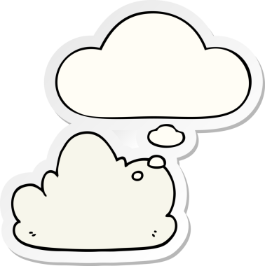 Düşünce baloncuklu karikatür bulutu insan tarafından çizilmiş bir çıkartma.