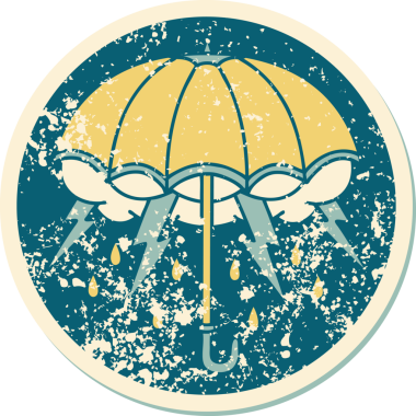 Bir insan tarafından çizilmiş sembolik dövmeli bir şemsiye.