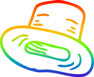 gökkuşağı gradyan çizgi çizimi bir insan tarafından çizilmiş silindir şapka