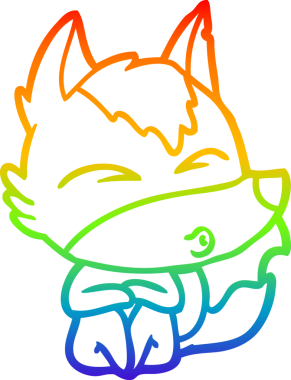 Gökkuşağı gradyan çizgi çizimi bir insan tarafından çizilmiş bir kurt çizgi filmi.