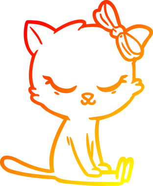 Bir insan tarafından çizilmiş sevimli bir çizgi film kedisinin sıcak çizgi çizimi