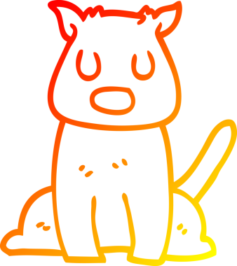 Bir insan tarafından çizilen sakin bir köpeğin sıcak çizgi çizimi