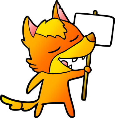 Bir insan tarafından çizilmiş tilki çizgi film karakteri