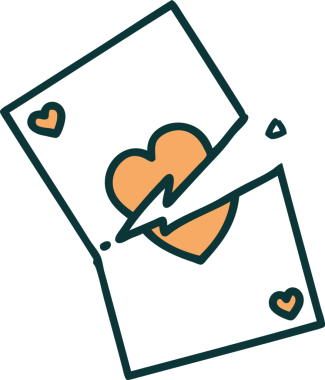 Bir insan tarafından çizilmiş yırtık bir kartın ikonik dövme şekli