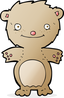 Bir insan tarafından çizilmiş mutlu küçük oyuncak ayı.