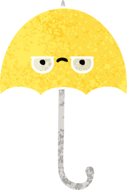 Bir insan tarafından çizilmiş bir şemsiyenin retro çizim tarzı karikatürü