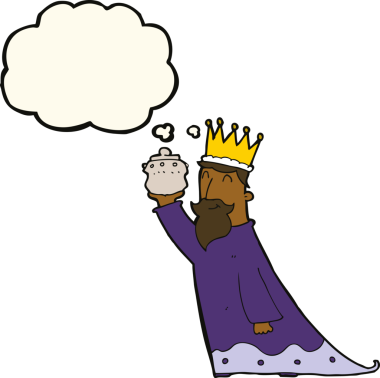 Bir insan tarafından çizilmiş düşünce baloncuğu olan üç bilge adamdan biri.