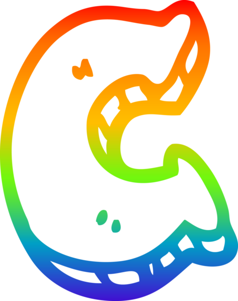 gökkuşağı gradyan çizgi çizimi bir insan tarafından çizilmiş C harfi