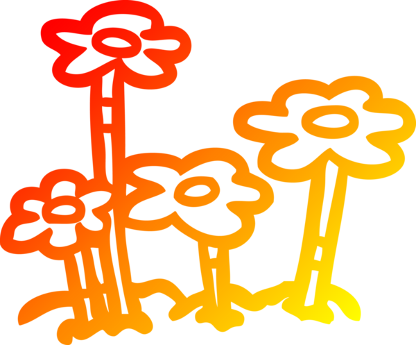 Bir insan tarafından çizilmiş karikatür çiçeğinin sıcak gradyan çizimi