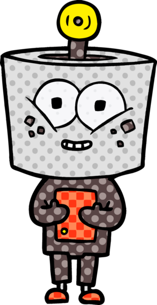 Bir insan tarafından çizilmiş mutlu çizgi film robotu