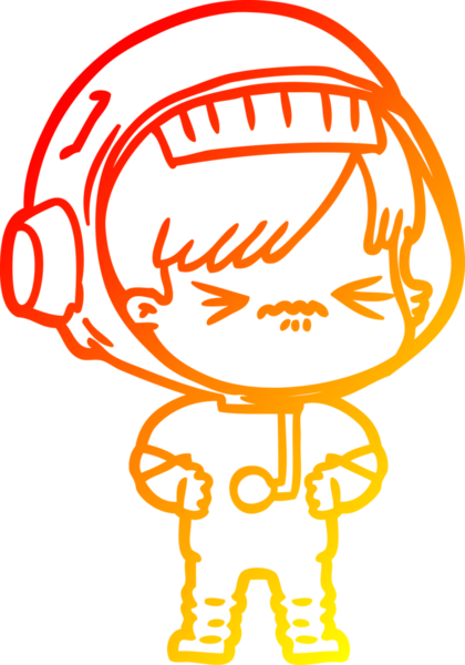 Bir insan tarafından çizilmiş bir astronot kadın çizgi çizimi.