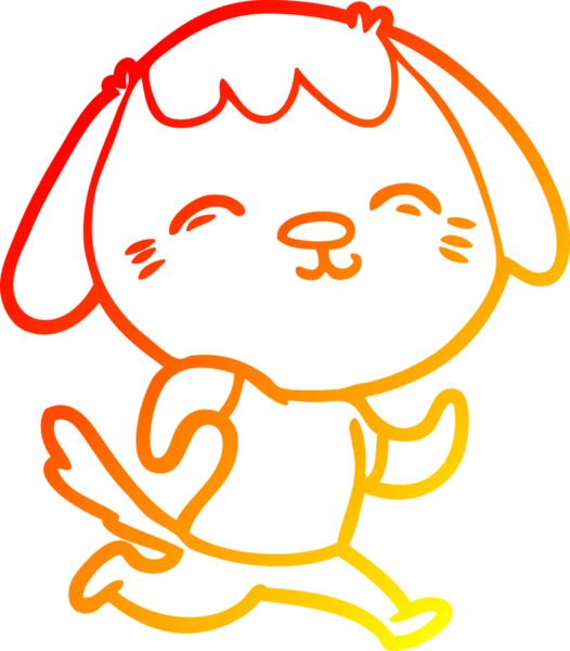 Bir insan tarafından çizilen mutlu çizgi film köpeğinin sıcak çizgi çizimi