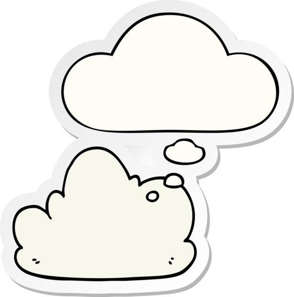 Düşünce baloncuklu karikatür bulutu insan tarafından çizilmiş bir çıkartma.