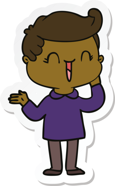 Bir insan tarafından çizilmiş, gülen bir çocuğun çıkartması.