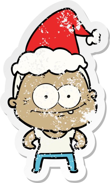 Bir insan tarafından çizilmiş Noel Baba şapkası takan mutlu yaşlı bir kadının el yazısı.