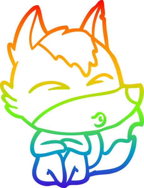 Gökkuşağı gradyan çizgi çizimi bir insan tarafından çizilmiş bir kurt çizgi filmi.