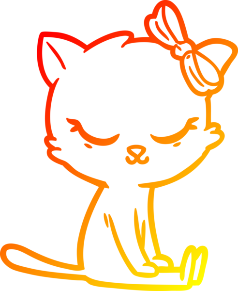 Bir insan tarafından çizilmiş sevimli bir çizgi film kedisinin sıcak çizgi çizimi