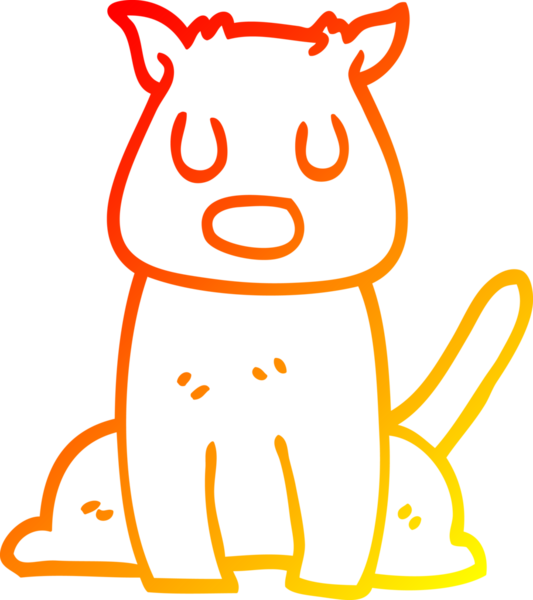 Bir insan tarafından çizilen sakin bir köpeğin sıcak çizgi çizimi