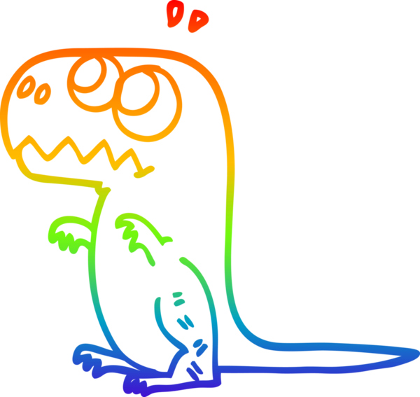 Bir insan tarafından çizilmiş tarih öncesi bir dinozorun gökkuşağı gradyan çizimi