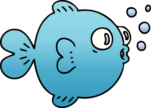 bir insan tarafından çizilmiş gölgelenmiş garip karikatür balığı.