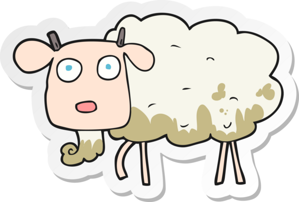 Bir insan tarafından çizilmiş çamurlu bir keçinin çıkartması.