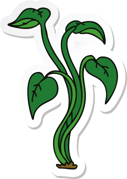 Bir insan tarafından çizilmiş tuhaf el çizimi bir bitkinin çıkartması.