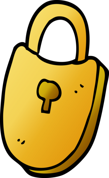 Bir insan tarafından çizilmiş karikatür hazine kilidi.