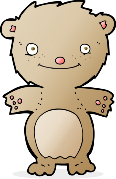 Bir insan tarafından çizilmiş mutlu küçük oyuncak ayı.