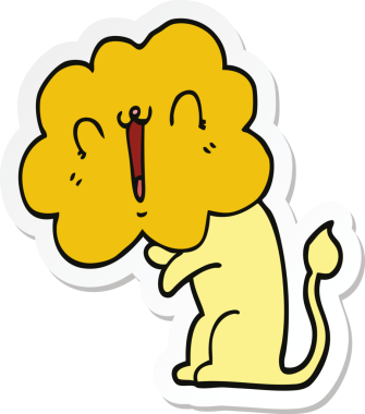 Bir insan tarafından çizilmiş şirin bir aslanın çıkartması.