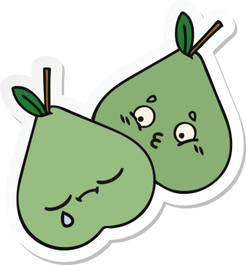 Bir insan tarafından çizilmiş şirin yeşil bir armut çıkartması.