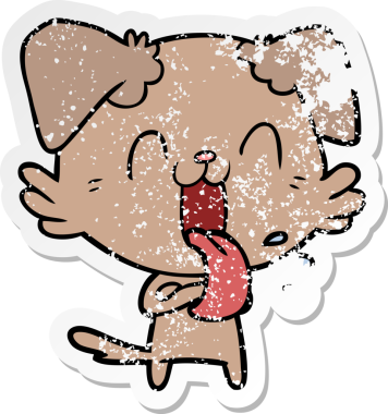 Bir insan tarafından çizilmiş, nefes nefese kalmış bir köpeğin sıkıntılı çıkartması.