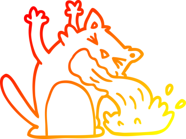 Bir insan tarafından çizilmiş hasta bir kedinin sıcak çizgi çizimi