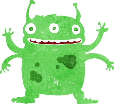 Bir insan tarafından çizilmiş uzaylı canavar çizgi filmi.