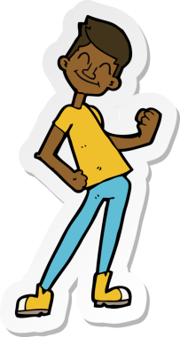 Bir insan tarafından çizilmiş bir adamı kutlayan karikatür çıkartması.