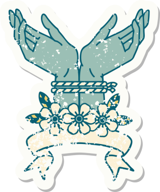 Bir insan tarafından çizilmiş bayrağı olan eski bir çıkartma.