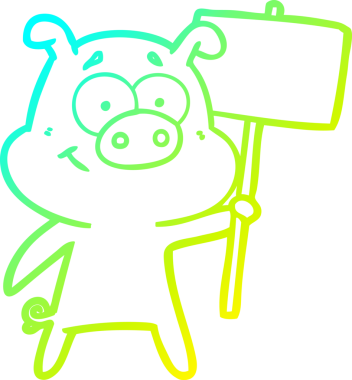 Bir insan tarafından çizilmiş mutlu çizgi film domuzu çizimi.