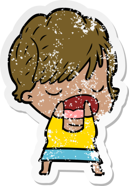 Bir insan tarafından çizilmiş karikatür kadının sıkıntılı çıkartması.