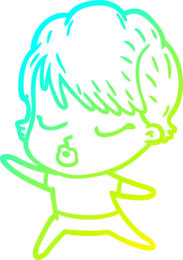 Bir insan tarafından çizilmiş gözleri olan bir karikatür kadın çizimi