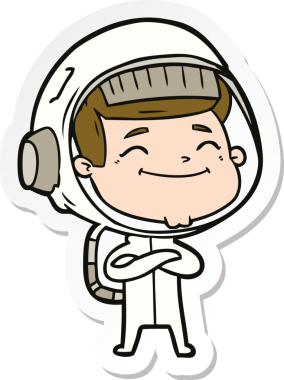 Bir insan tarafından çizilmiş mutlu bir astronotun çıkartması.