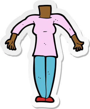 Bir insan tarafından çizilmiş karikatür kadın vücudunun çıkartması.