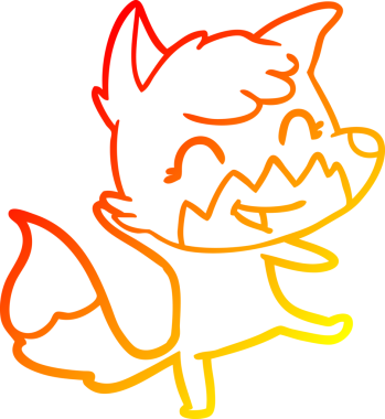 Bir insan tarafından çizilmiş mutlu bir tilkinin sıcak çizgi çizimi