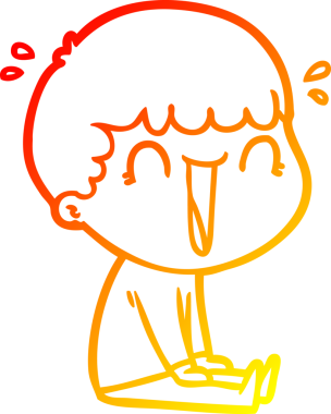 Bir insan tarafından çizilmiş gülen bir çizgi film karakterinin sıcak çizgi çizimi.