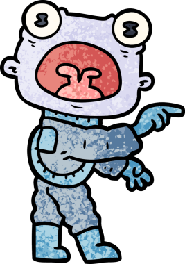 Bir insan tarafından çizilmiş garip uzaylı çizgi filmi.