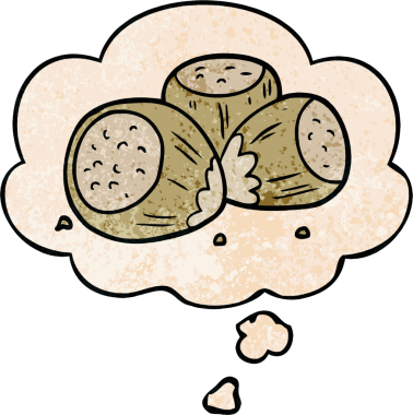 Düşünce baloncuklu çizgi film fındıkları. Bir insan tarafından çizilmiş grunge desen tarzı.