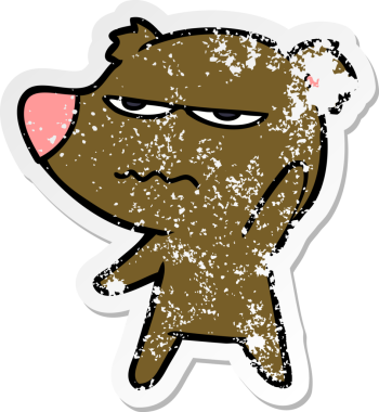 Bir insan tarafından çizilmiş rahatsız bir ayı çizgi filminin sıkıntılı çıkartması.