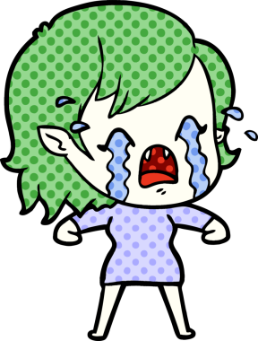 Bir insan tarafından çizilmiş ağlayan vampir kız çizgi filmi.