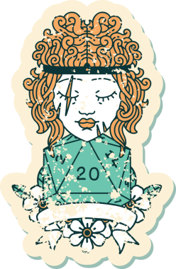 Retro Dövme Tarzı İnsan Barbarlığı Bir insan tarafından çizilmiş 20 zar ile