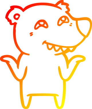 Bir insan tarafından çizilmiş dişleri gösteren bir kutup ayısının sıcak çizgi çizimi