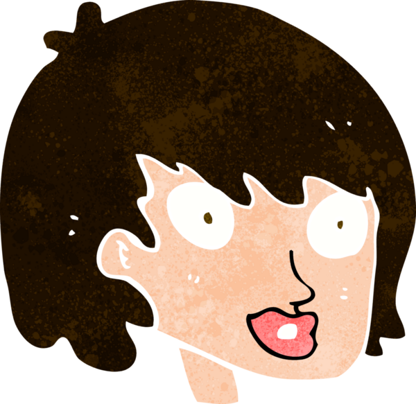 Bir insan tarafından çizilmiş mutlu kadın yüzü.