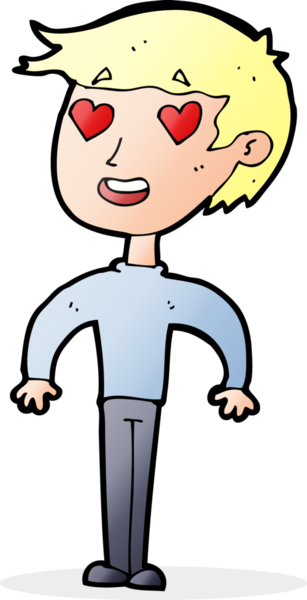 Bir insan tarafından çizilmiş aşık bir çizgi film adamı.